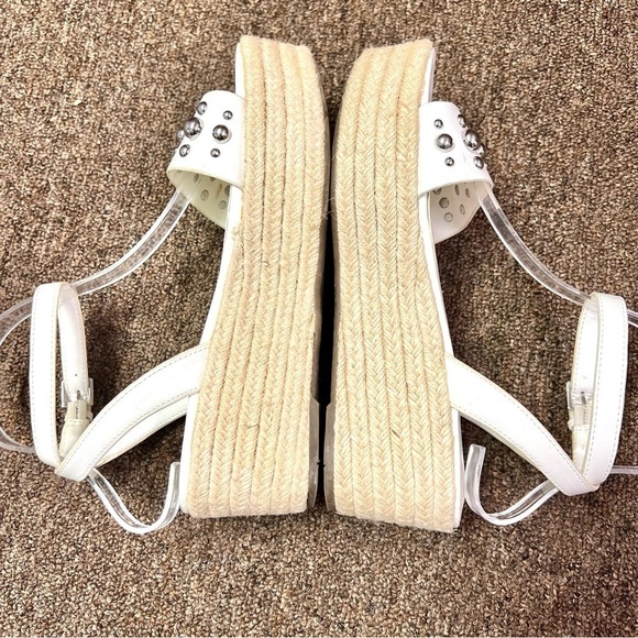 Marc Fisher Studded Espadrille Wedges Joyce White womens size 7 Boho platform. - Picture 9 of 11